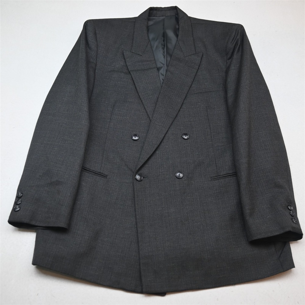 Vtg Double Breasted 44R Winston Gray Nailshead Wool Blazer Jacket Sport Coat